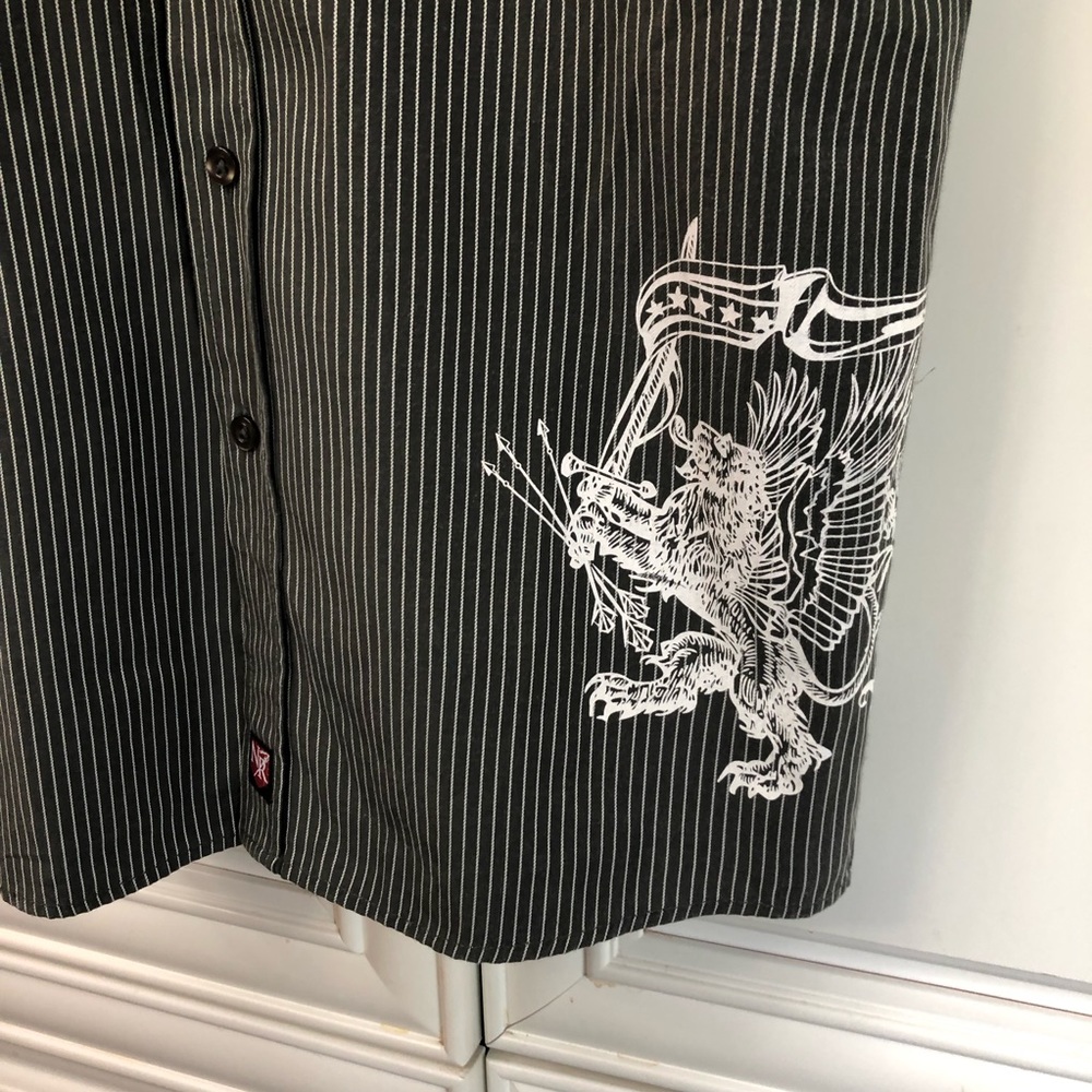 Boys' Black Striped Shirt with Dragon Design - Picture 5 of 7